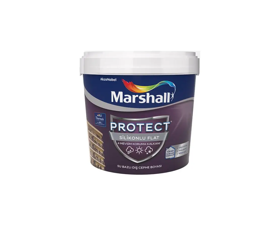 საღებავი ექსტერიერის PROTECT SILICONED FLAT Marshall 7,5ლტ — ექსტერიერის საღებავი